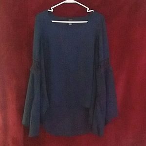 High-low, bell sleeve blouse